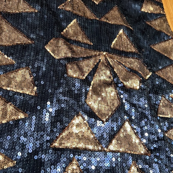 Charlotte Russe Sequin Blue and Gold Mini Dress LG - Picture 3 of 11